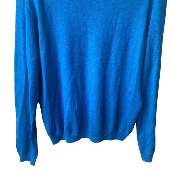 Calvin Klein Mens Merino Wool Sweater Size L Cobalt Blue V Neck Preppy Grandpa - Picture 7 of 9